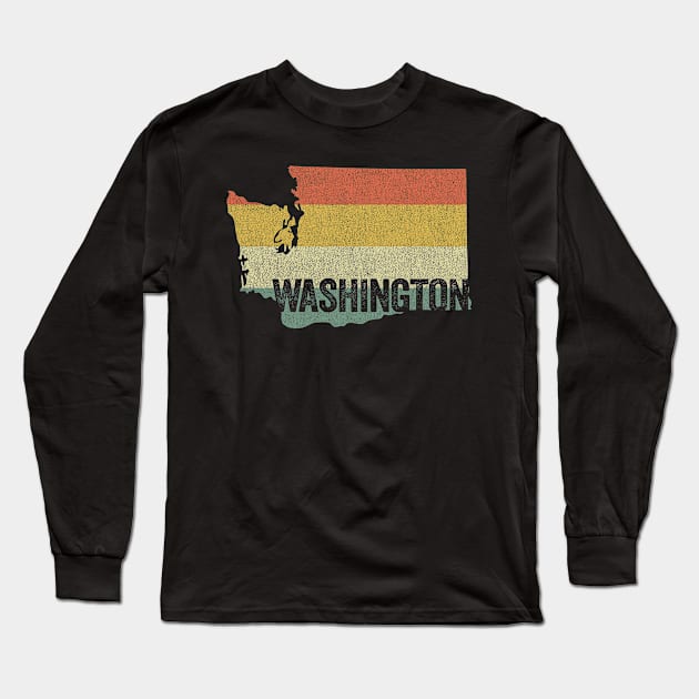 Retro 80s Distressed Vintage Sunset Washington Long Sleeve T-Shirt by Hashtagified